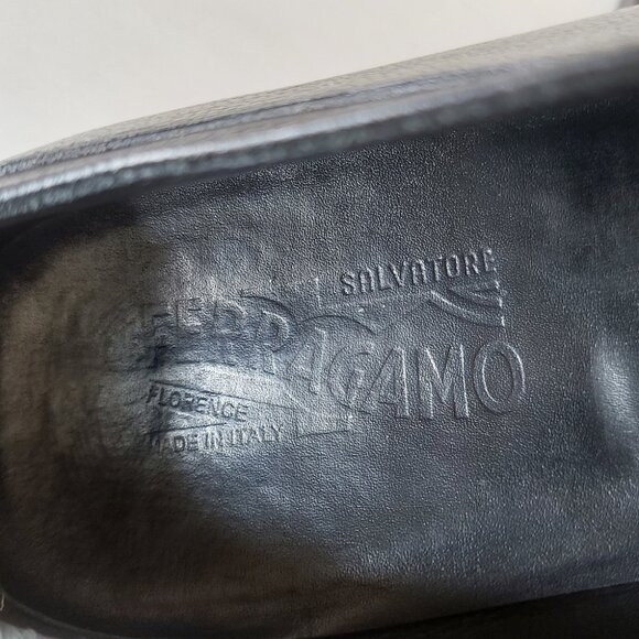 Salvatore Ferragamo Men Oxford Shoes Size 13 Black Leather Comfy Lace-up Loafers